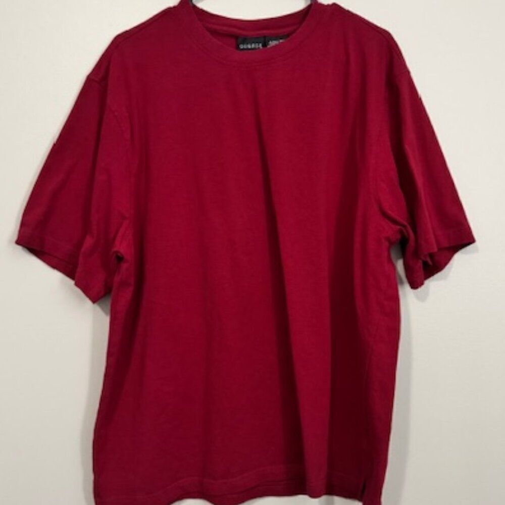 USED Men's George Short Sleeve T Shirt Color Burgundy Size Large (42/44)